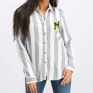 Polly & Esther S Gray Striped Top NWT 3T66